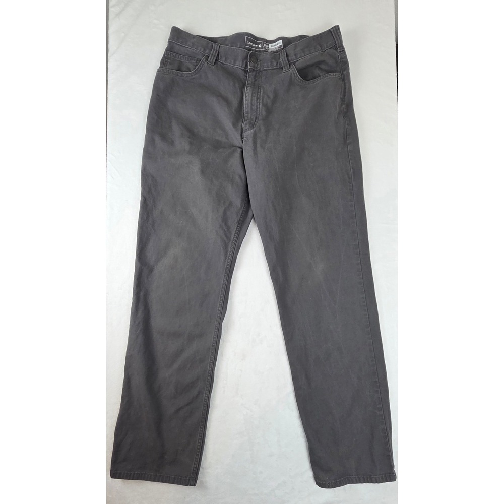 Carhartt Rugged Flex Relaxed Fit Canvas‎ Work Pant Gray BN2517-M Mens 36x34